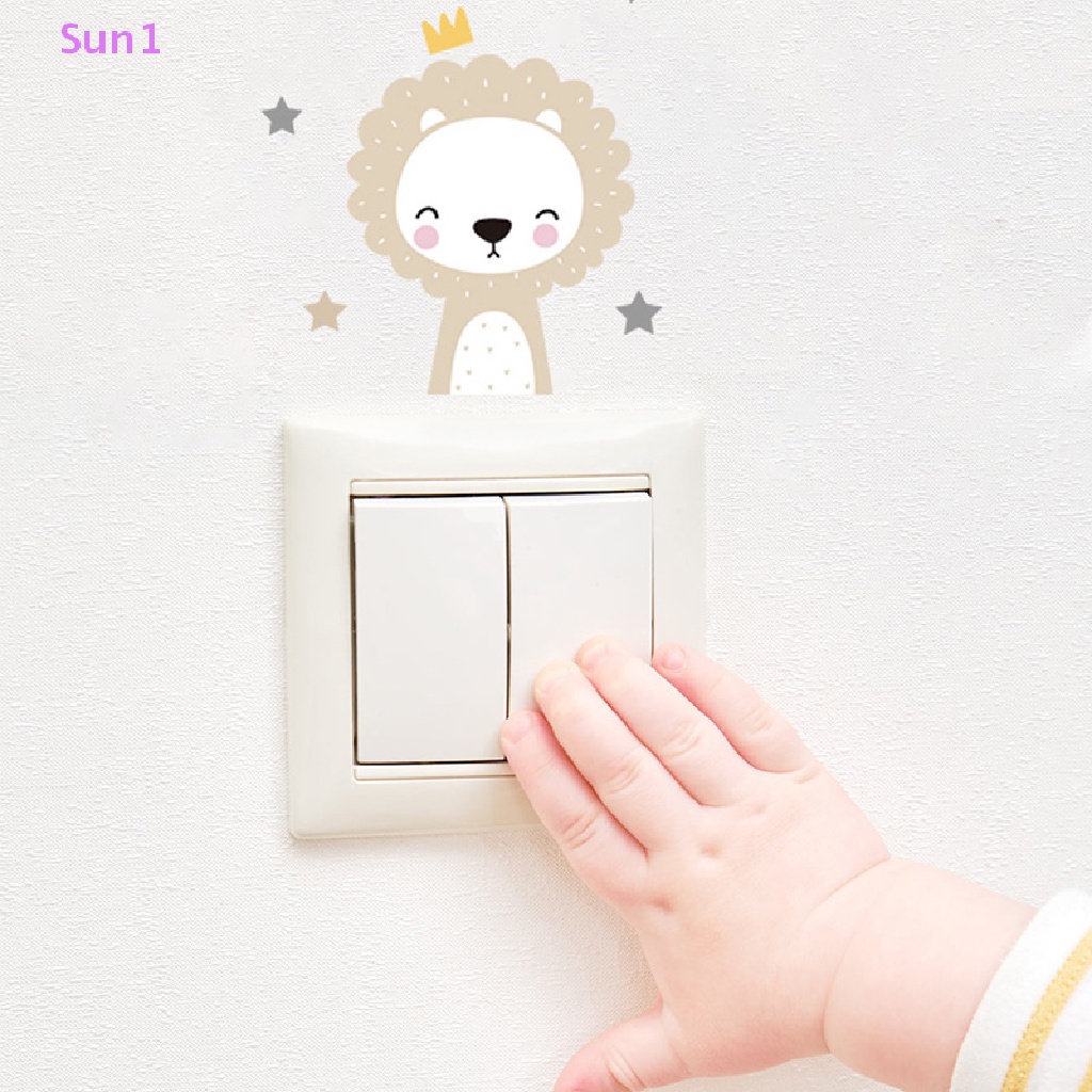 Set 6 Sticker Dán Công Tắc Trang Trí Phòng Bé Hình Mặt Cười Dễ Thương Phong Cách Boho