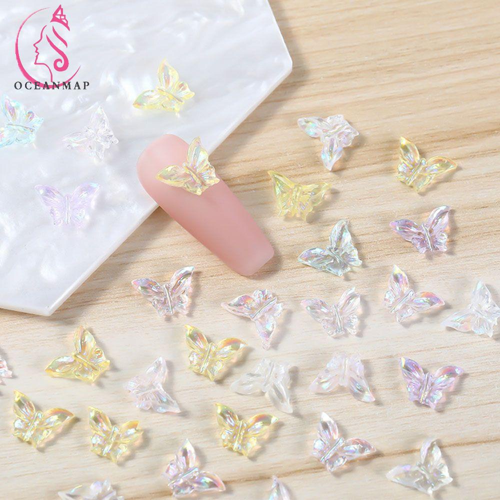 [Hàng mới về] Phụ Kiện Trang Trí Móng Tay Hình Bướm Nhiều Màu Bằng Nhựa Resin Thời Trang Diy