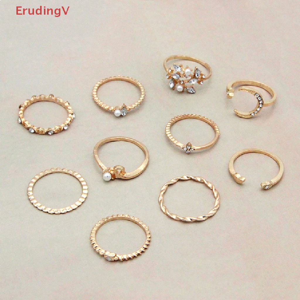 Bộ 10 Nhẫn Hình Trăng Sao Phong Cách Bohemian Dành Cho Nữ