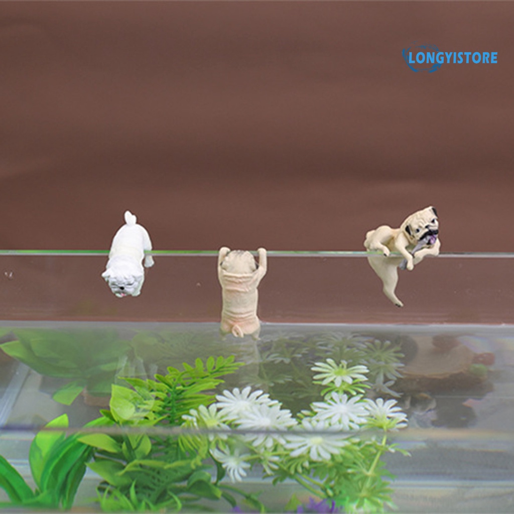 Chú Chó Pug Bằng Nhựa Resin Siêu Bền Treo Trang Trí Bể Cá