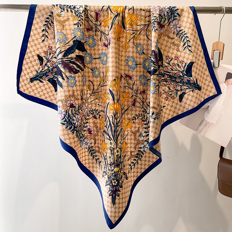 Khăn Choàng Cổ Hình Vuông Cỡ Lớn 90cm Chống Nắng Trang Trí Hàng Trăm Trăm Khăn Quàng Cổ Bằng Lụa Mới Cho Bạn Nữ