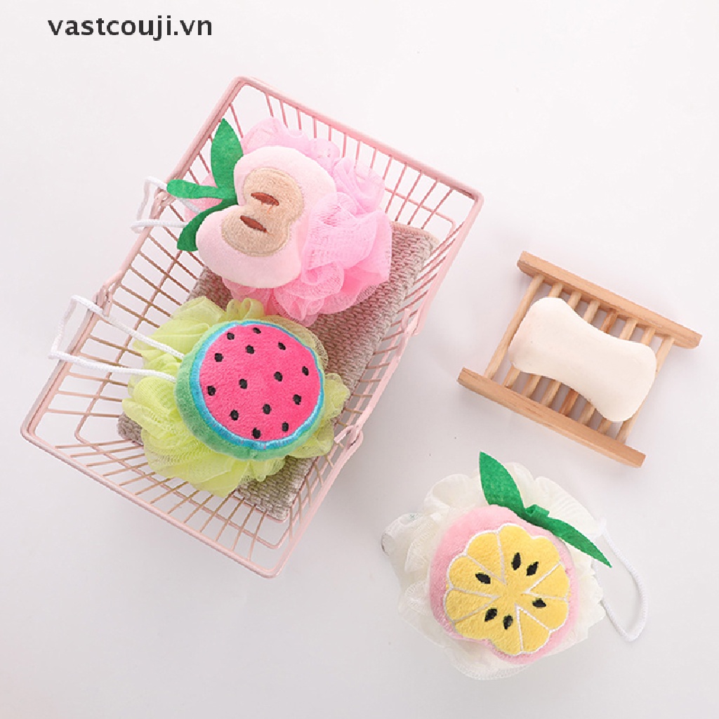 1 Bông Tắm Bằng Xơ Mướp Phối Lưới Nhiều Màu Sắc Họa Tiết Hoạt Hình Dễ Thương