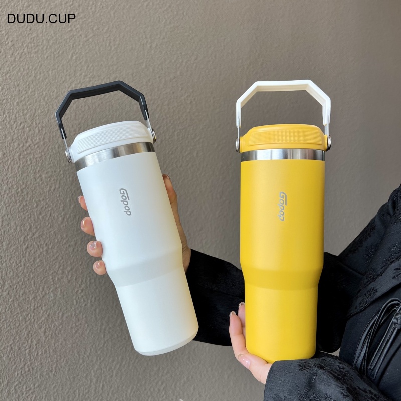 Cốc Uống Nước Cách Nhiệt Bằng Thép Không Gỉ 30oz Có Ống Hút Dung Tích 900ml