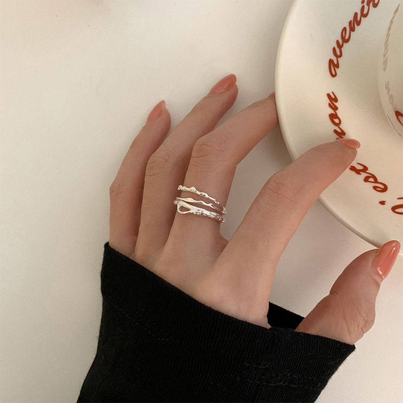 Nhẫn Bạc 925 Mỏng Bằng Bạc sterling Thiết Kế niche Phong Cách Tối Giản Thời Trang Mới 2023 Dành Cho Bạn Nữ