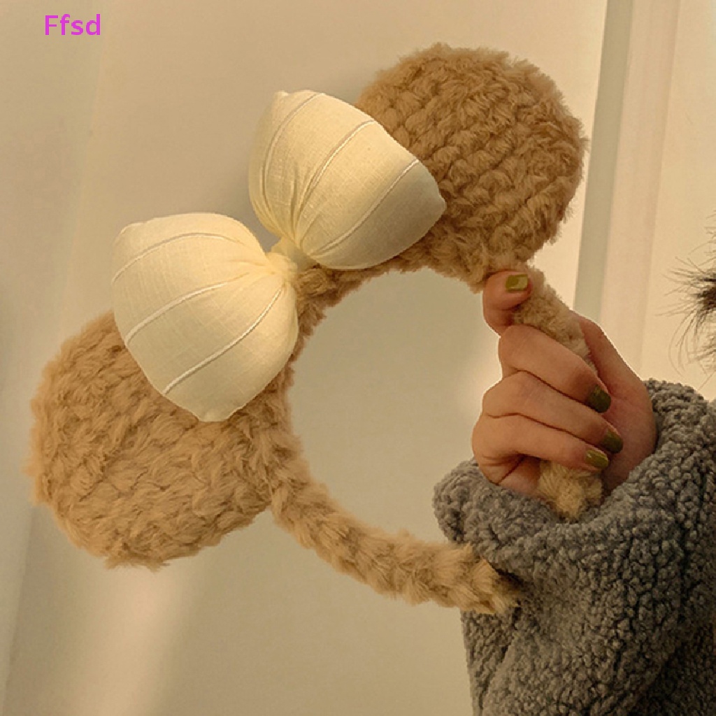 {Ffsd} Băng Đô Cài Tóc Rửa Mặt Mùa Đông Đính Nơ Tai Gấu Nhỏ Dễ Thương Cho Nữ * Bán Chạy