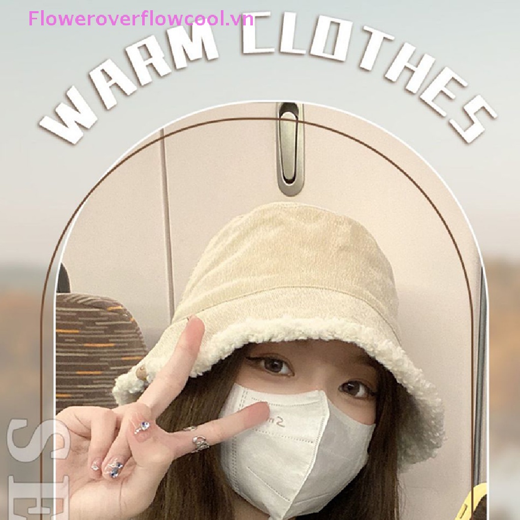 Mũ Bucket Chất Liệu Lông Cừu Giả Có Thể Đảo Ngược Thời Trang Mùa Đông Cho Nữ