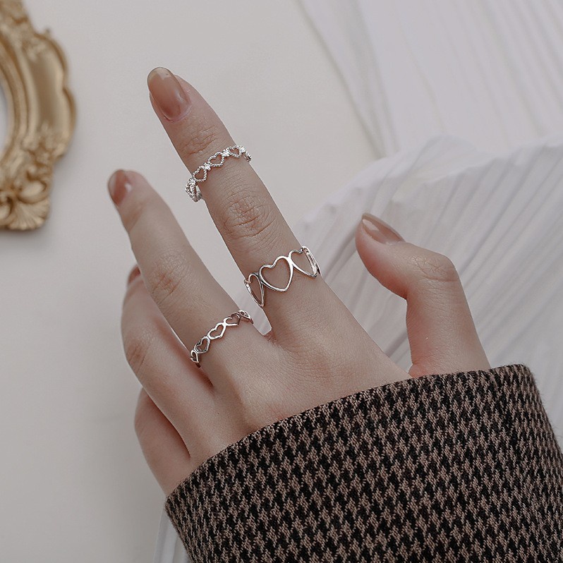 Nhẫn Hở Hình Trái Tim Đính Đá Ngọt Ngào Cho Nữ