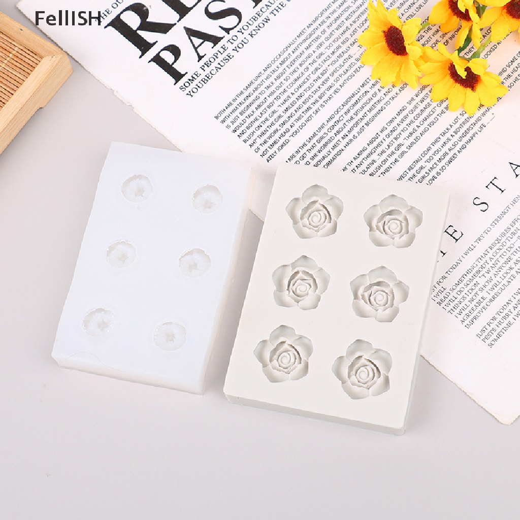 Khuôn Silicone Tạo Hình Làm Bánh Kem / Sô Cô La Sáu Lỗ Hình Bông Hoa Nhỏ 439br