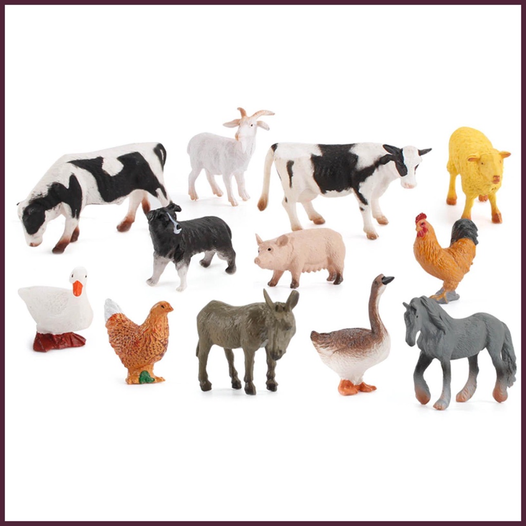Bộ 12 Mô Hình Động Vật Nông Trại Sống Động Dùng Trang Trí