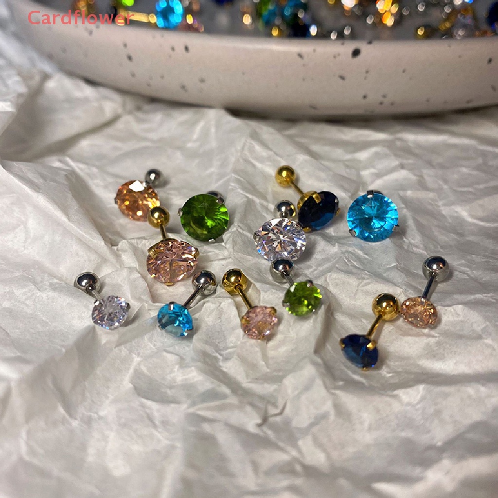 1 Khuyên Tai Đính Đá Zircon 5 / 8mm Thời Trang Mới