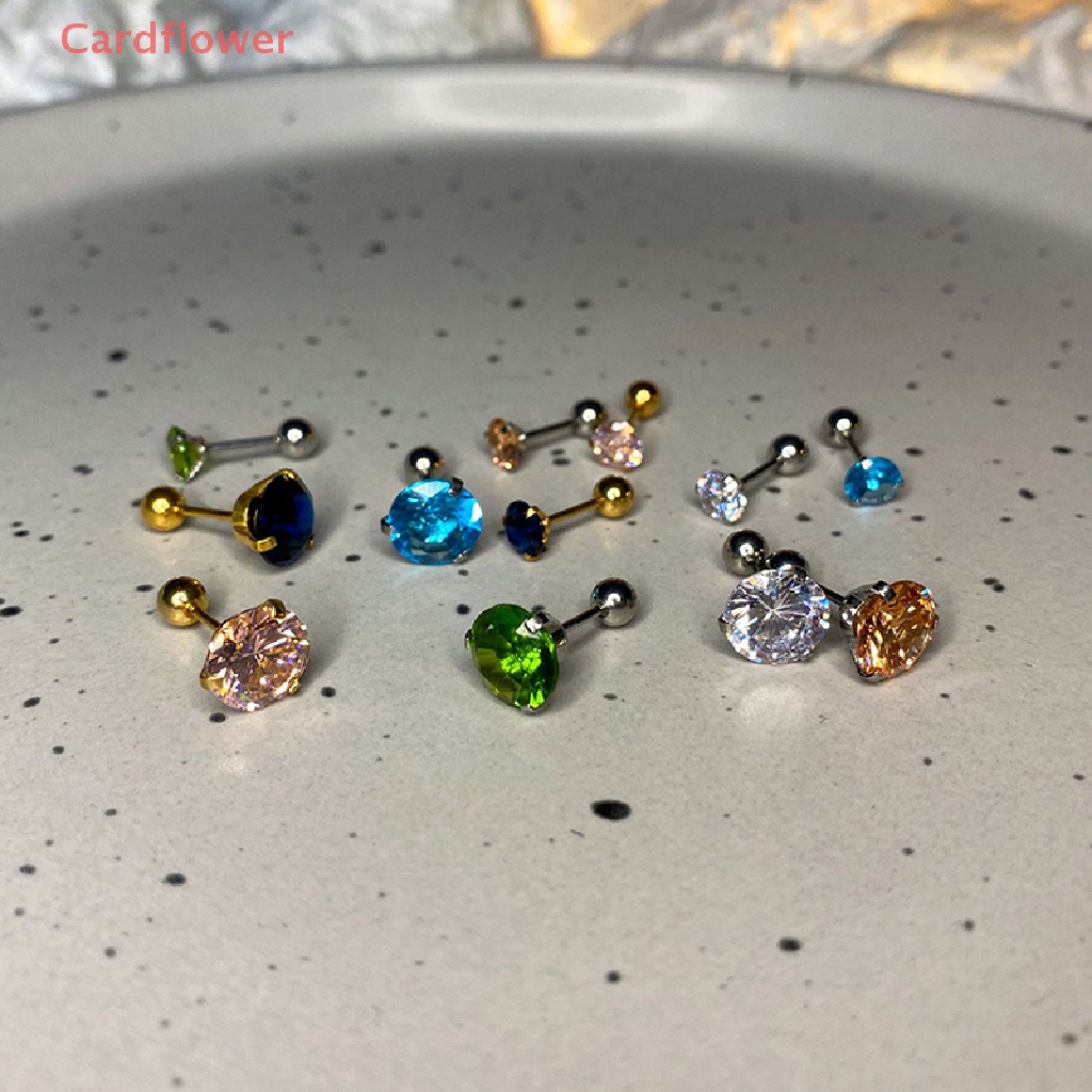 1 Khuyên Tai Đính Đá Zircon 5 / 8mm Thời Trang Mới