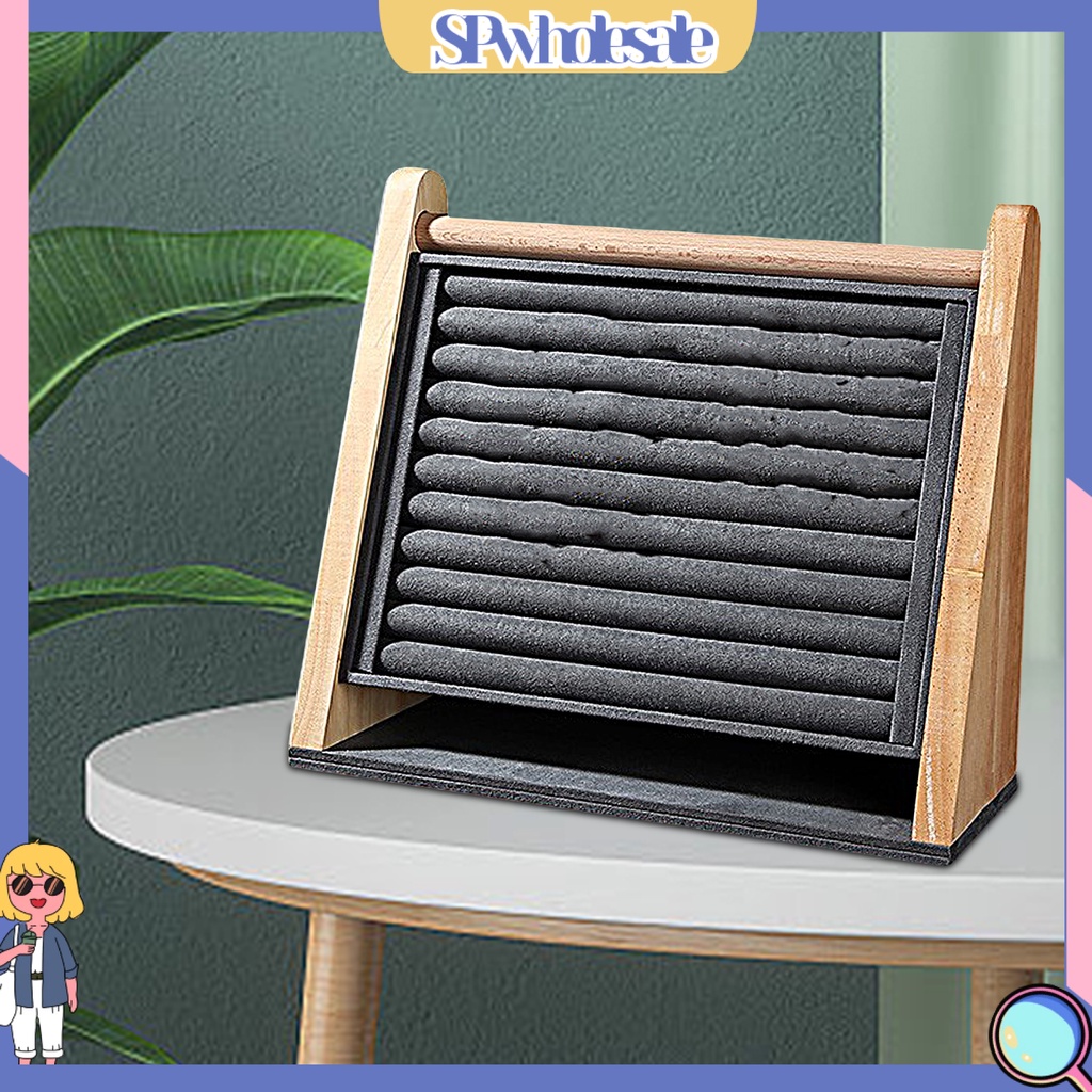<SPwholesale> Giá Đựng Trang Sức Sức Sức Chứa Lớn Bằng Da Lộn Giả Chống Ăn Mòn Đa Chức Năng Không Phai Màu Đế Mềm Bằng Gỗ