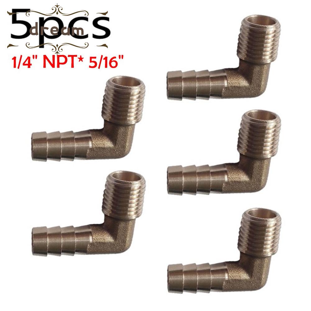 【DREAMLIFE】Elbow Water Pipe 1/4" NPT 5/16" ID 5pcs 90 Degree Brass Pagoda Elbow