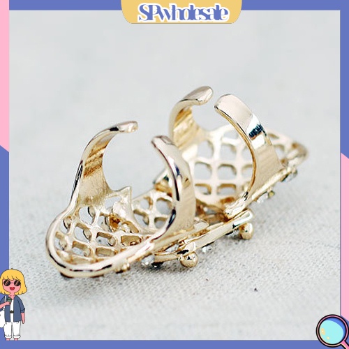 <SPwholesale> Nhẫn Đeo Khớp Ngón Tay Dạng Lưới Dài Đính Đá Thời Trang Punk Cho Nữ