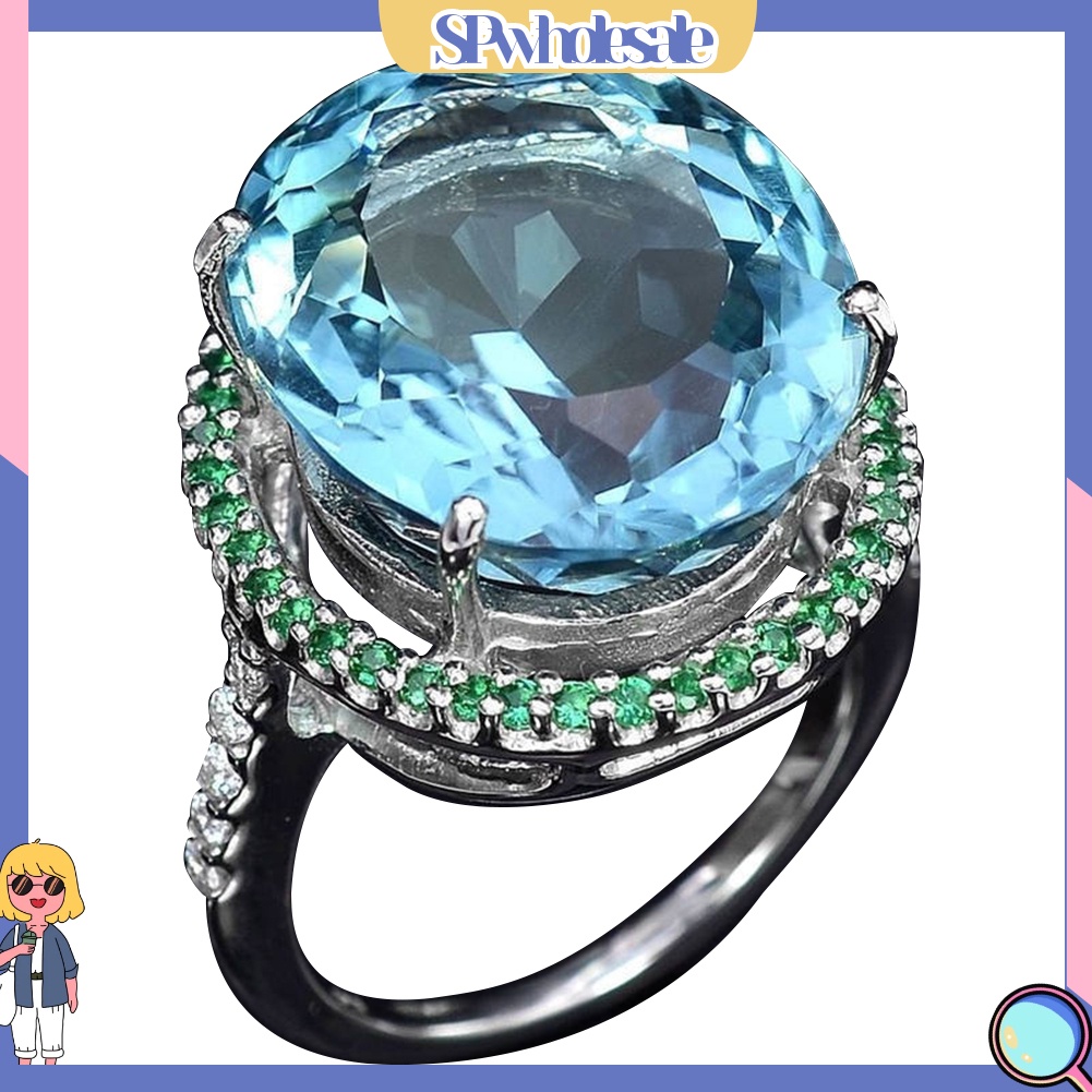 <SPwholesale> Nhẫn Đính Hôn Đính Đá Topaz Nhân Tạo Phong Cách Vintage Dành Cho Nữ