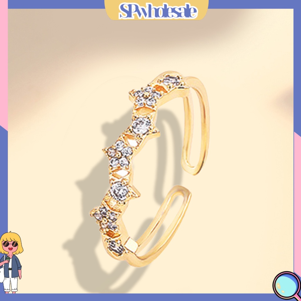 <SPwholesale> Nhẫn Hở Đính Đá Lấp Lánh Dễ Phối Đồ Có Thể Điều Chỉnh Trang Sức Cho Bạn Gái