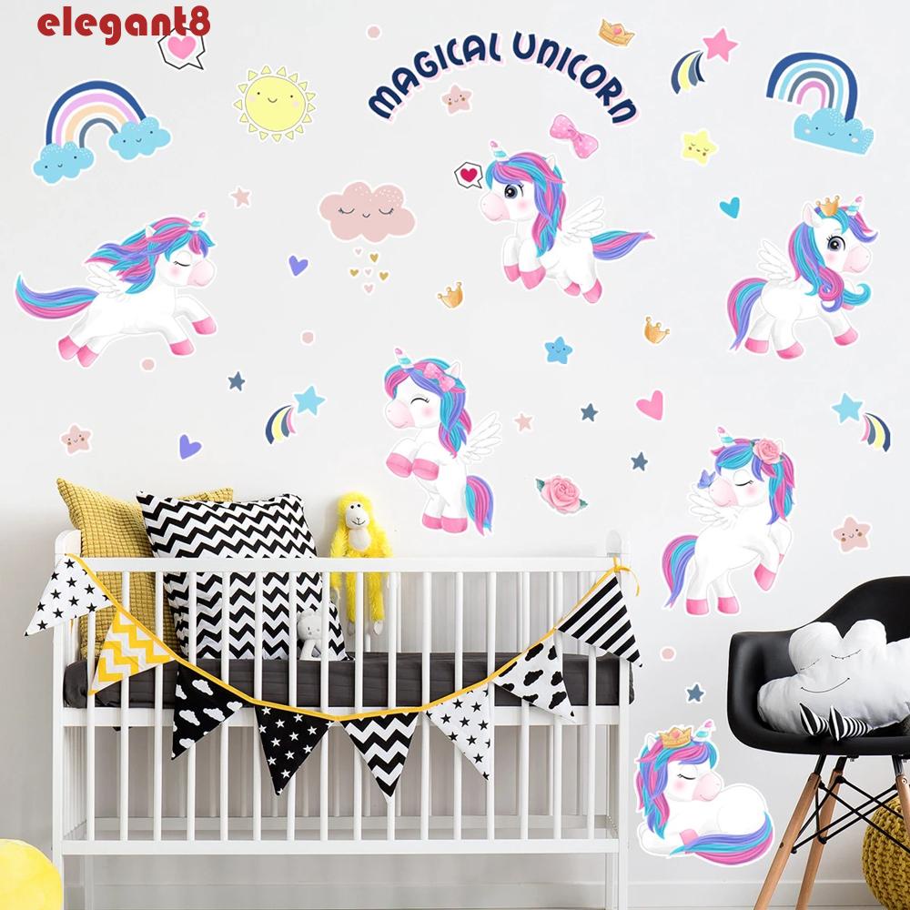 Miếng Dán Tường Trang Trí Hình Kỳ Lân Bằng PVC Dễ Thương