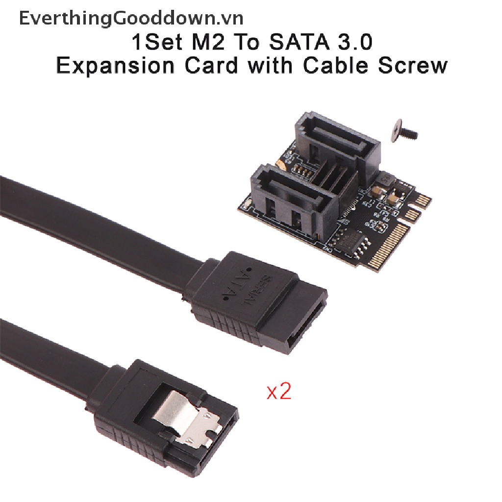 Everthinggooddown 1 Bộ Thẻ Mở Rộng M2 Sang SATA 3.0 Kèm Cáp Chìa Khóa A + E WIFI