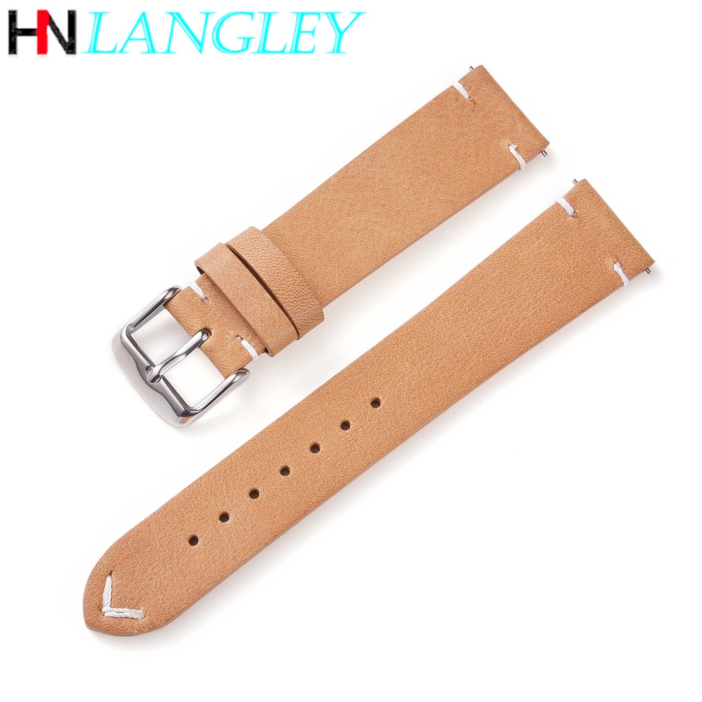 Dây Đeo Đồng Hồ Bằng Da Bò Thật 18mm 20mm 22mm Phong Cách Retro