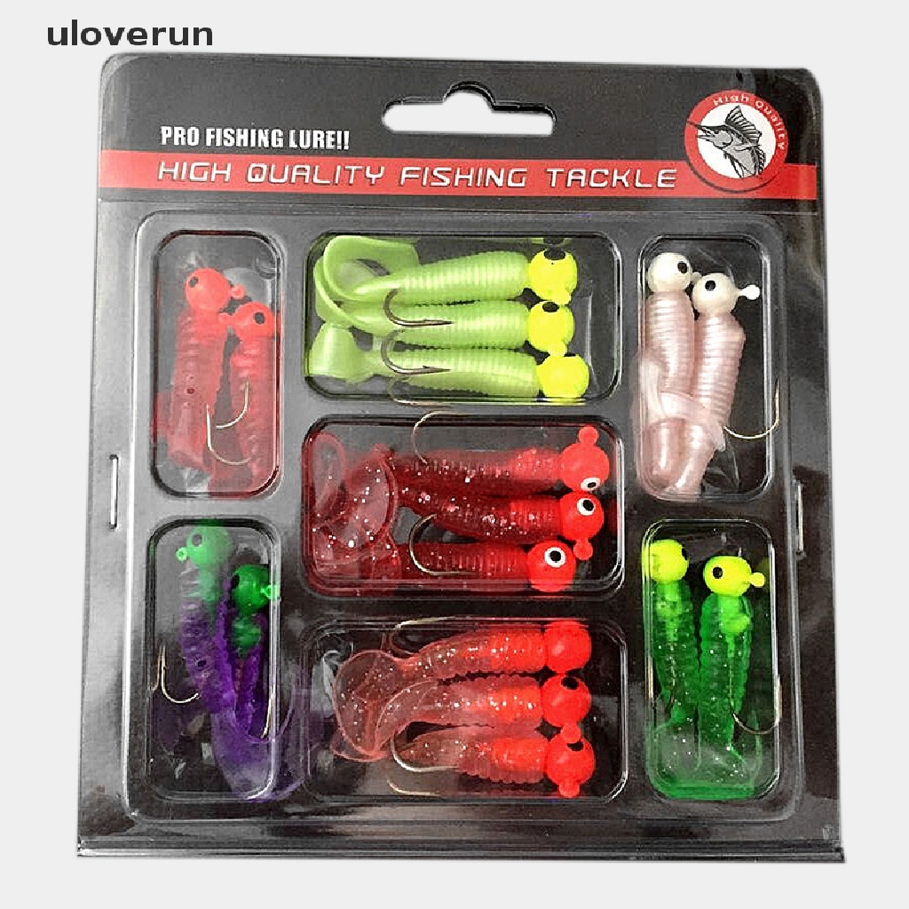 Set 17 Mồi Câu Cá Giả Hình Giun Đầu Chì Mềm