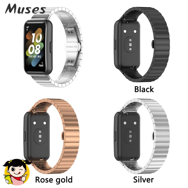 Dây Đeo Đồng Hồ Thông Minh Bằng Thép Không Gỉ 17.6cm Cho Huawei Band 7