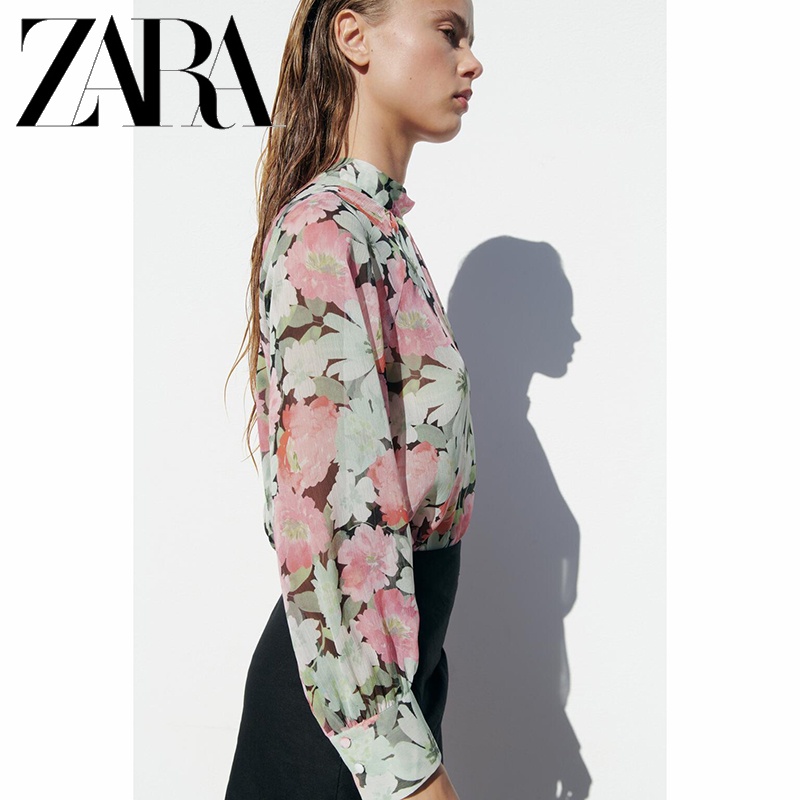 Zara Áo Sơ Mi In Họa Tiết Phối Nơ Xinh Xắn Dành Cho Nữ