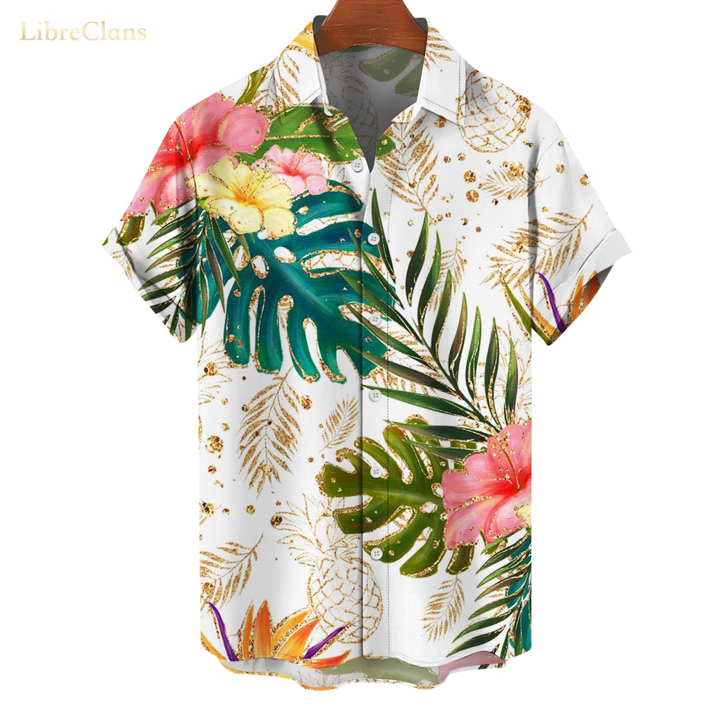 Áo Sơ Mi Đi Biển Tay Ngắn In Hình Lá Chuối Phong Cách Hawaii Trẻ Trung Thời Trang Mùa Hè 2023 Mới Cho Nam