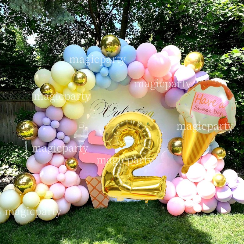 79 Cái / bộ Donut Chủ Đề Bóng Bay Sinh Nhật Trang Trí Tiệc Kem Lá Bóng Bé Gái Sinh Nhật Cho Bé Tắm D