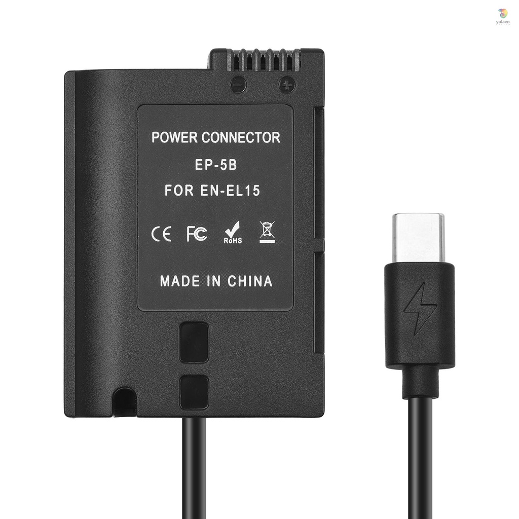 Đầu Nối Chuyển Đổi Pin Andoer EN-EL15 USB-C MH-25 Với Cáp Nguồn USB Type-C Cho Z7 Z6 D800 D850 D810 D7200 D7100 D7500