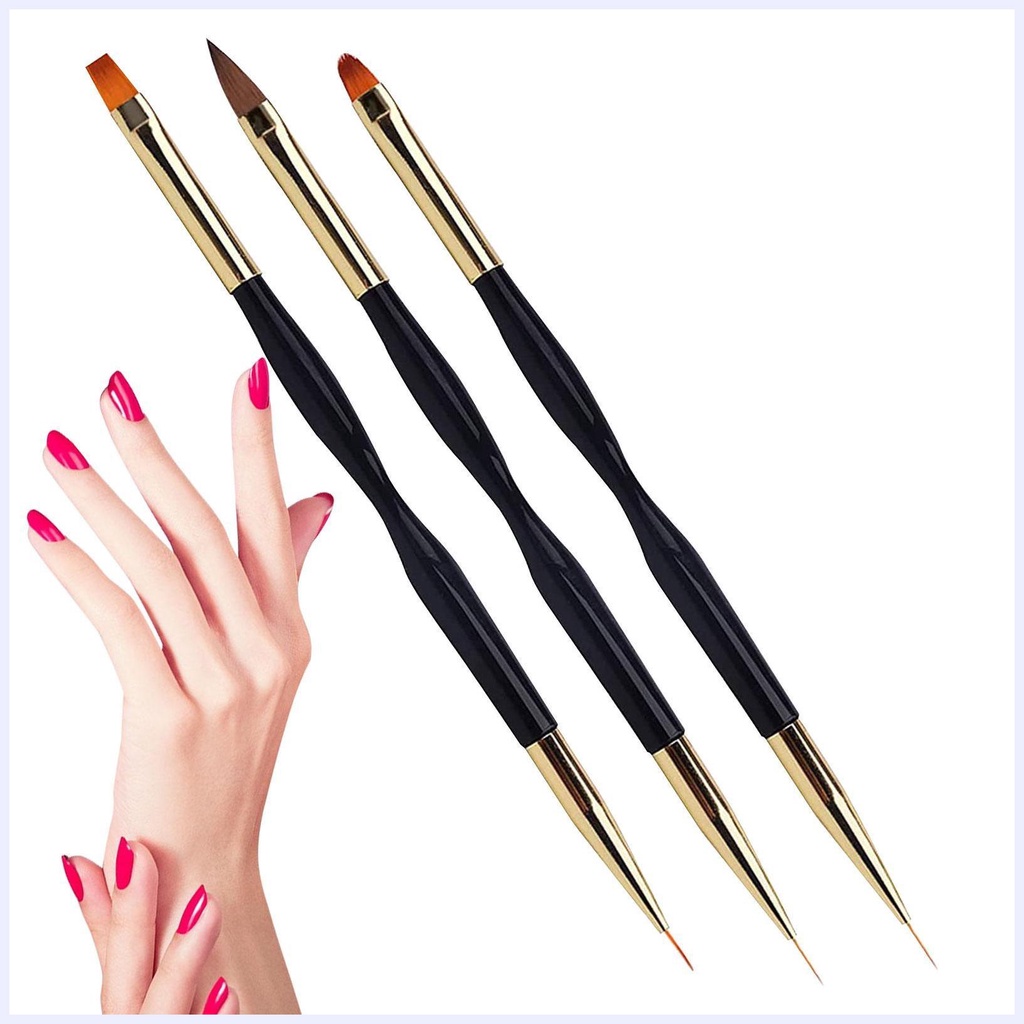 Bàn Chải Sơn Móng Tay Acrylic Dual EndArt Brushes Cho Móng Tay 3 Chiếc Phẳng Tranh Vẽ Lớp Lót Dụng Cụ Làm Móng Cho Tự Làm Móng Tay Nghệ Thuật Thiết Kế Tự Làm Tại Nhà