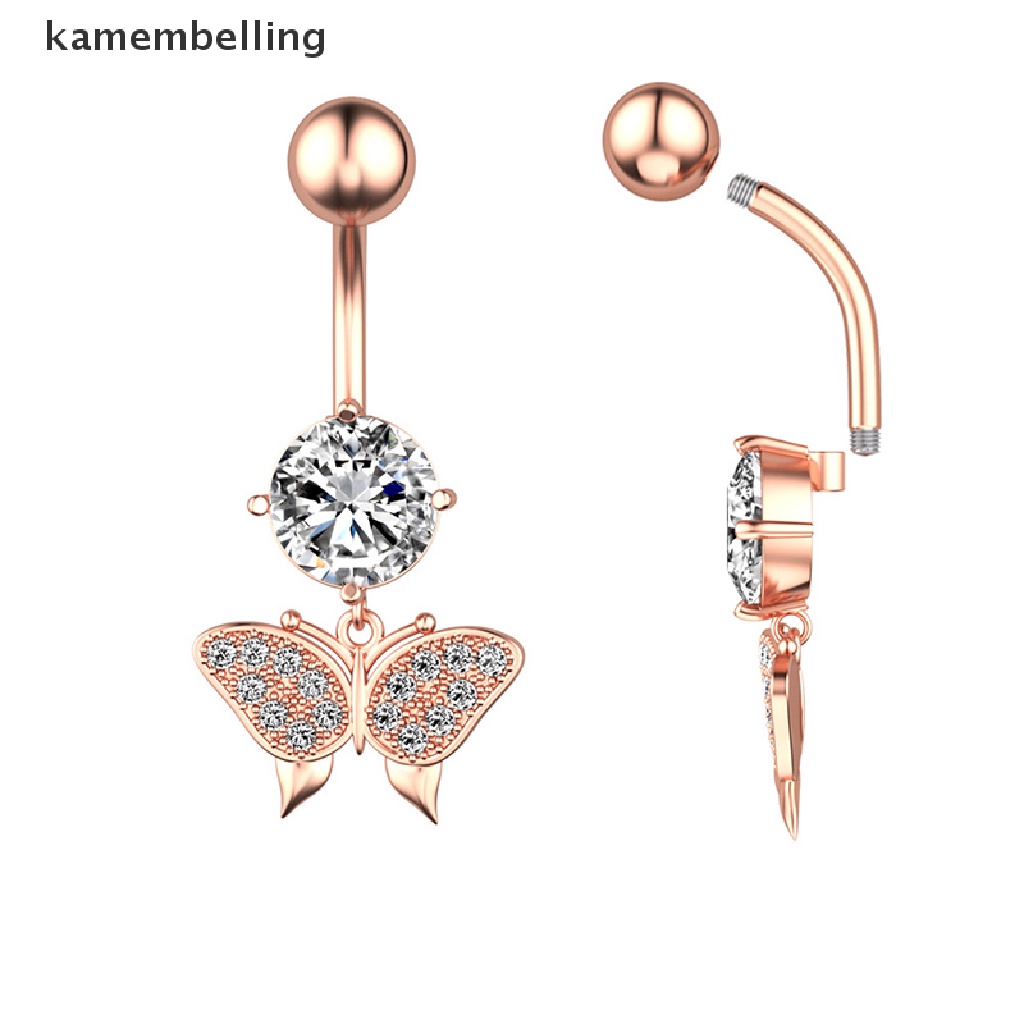 Khuyên Rốn Hình Bướm Đính Đá Bằng Thép Không Gỉ