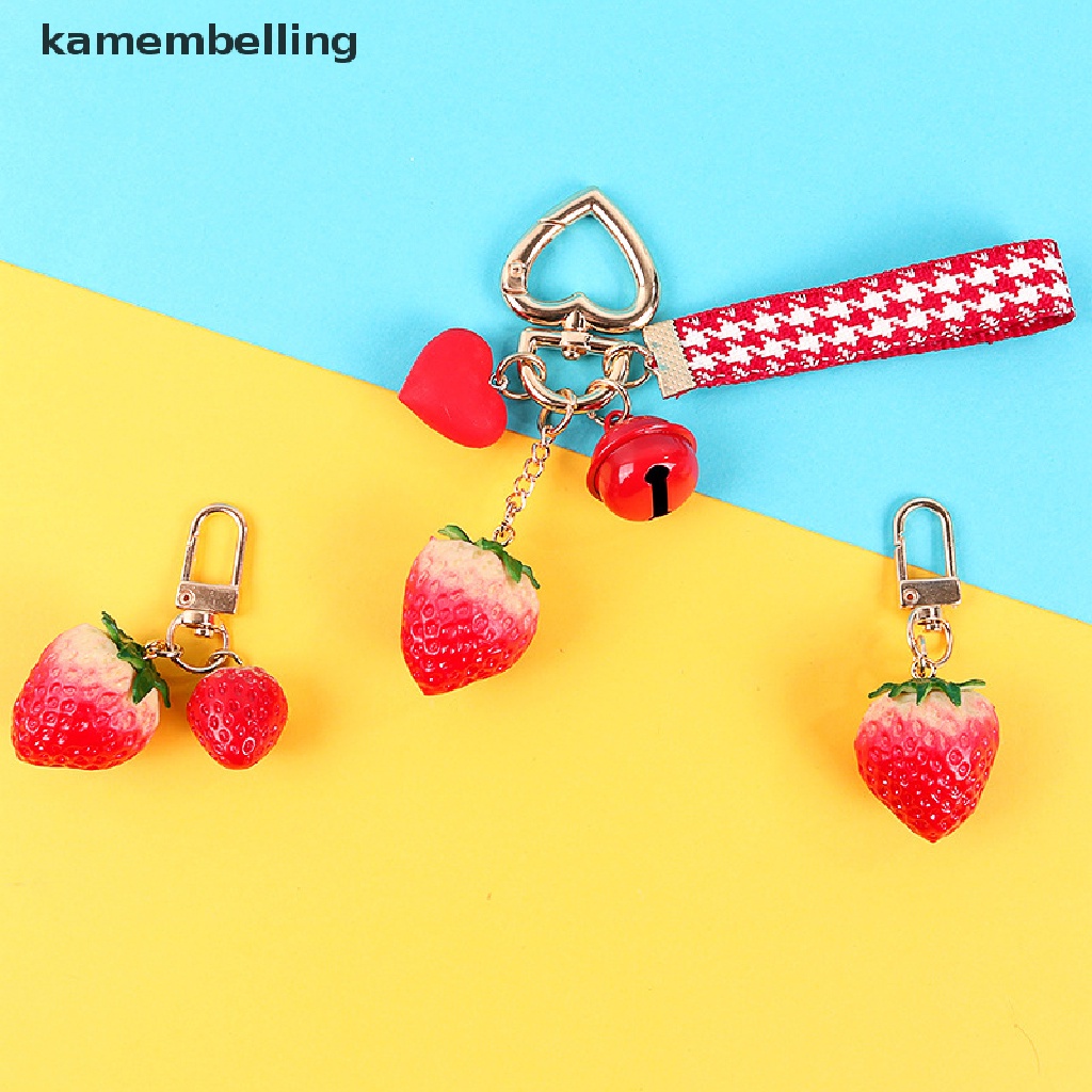 Kamembelling Móc Khóa Hình Trái Dâu Tây Dễ Thương Cho Nữ
