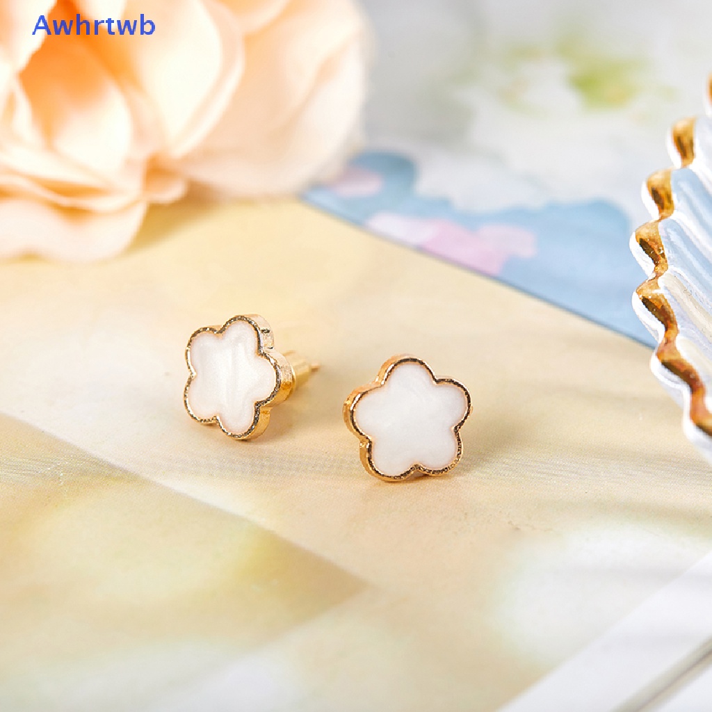 1 Cặp Bông Tai Hợp Kim Hình Hoa Màu Trắng Dầu Thời Trang Dành Cho Nữ Mới