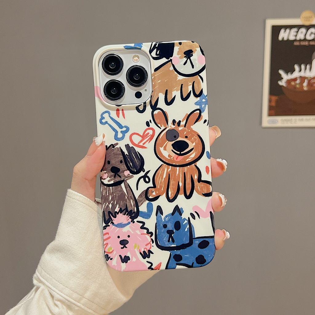 Ốp Điện Thoại PC Cứng Họa Tiết Hoạt Hình Graffiti Bảo Vệ Toàn Diện Cho iPhone 14 13 Pro Max 11 12