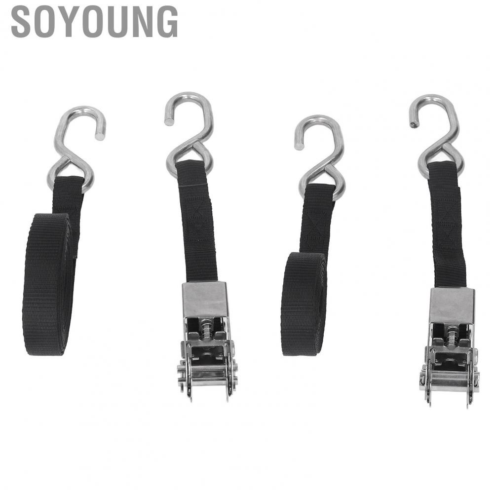 Soyoung Ratchet Tie Down Straps  Sturdy Construction Flexible Precise Stitching High Toughness 2PCS Ratcheting Securing for Ship