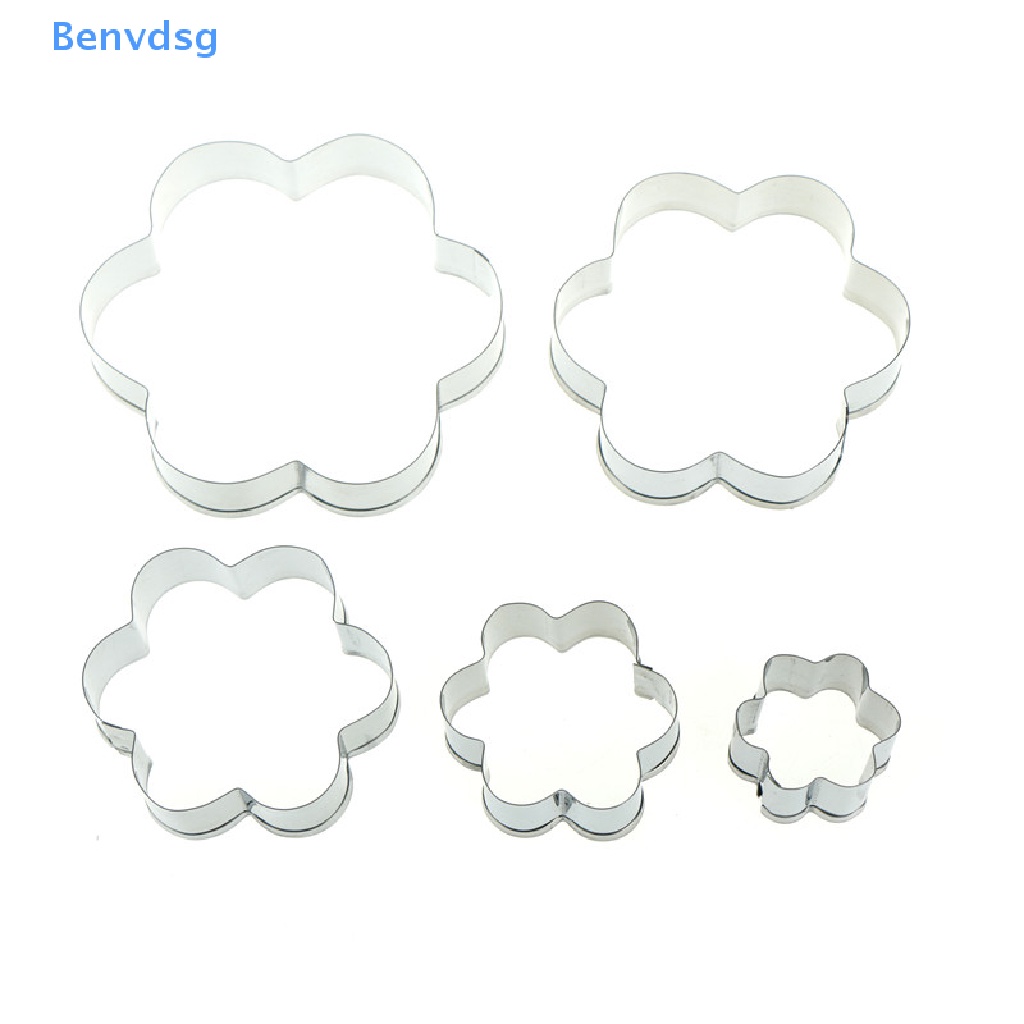 Bộ 5 Khuôn Cắt Bánh Quy Bằng Thép Không Gỉ Hình Bông Hoa