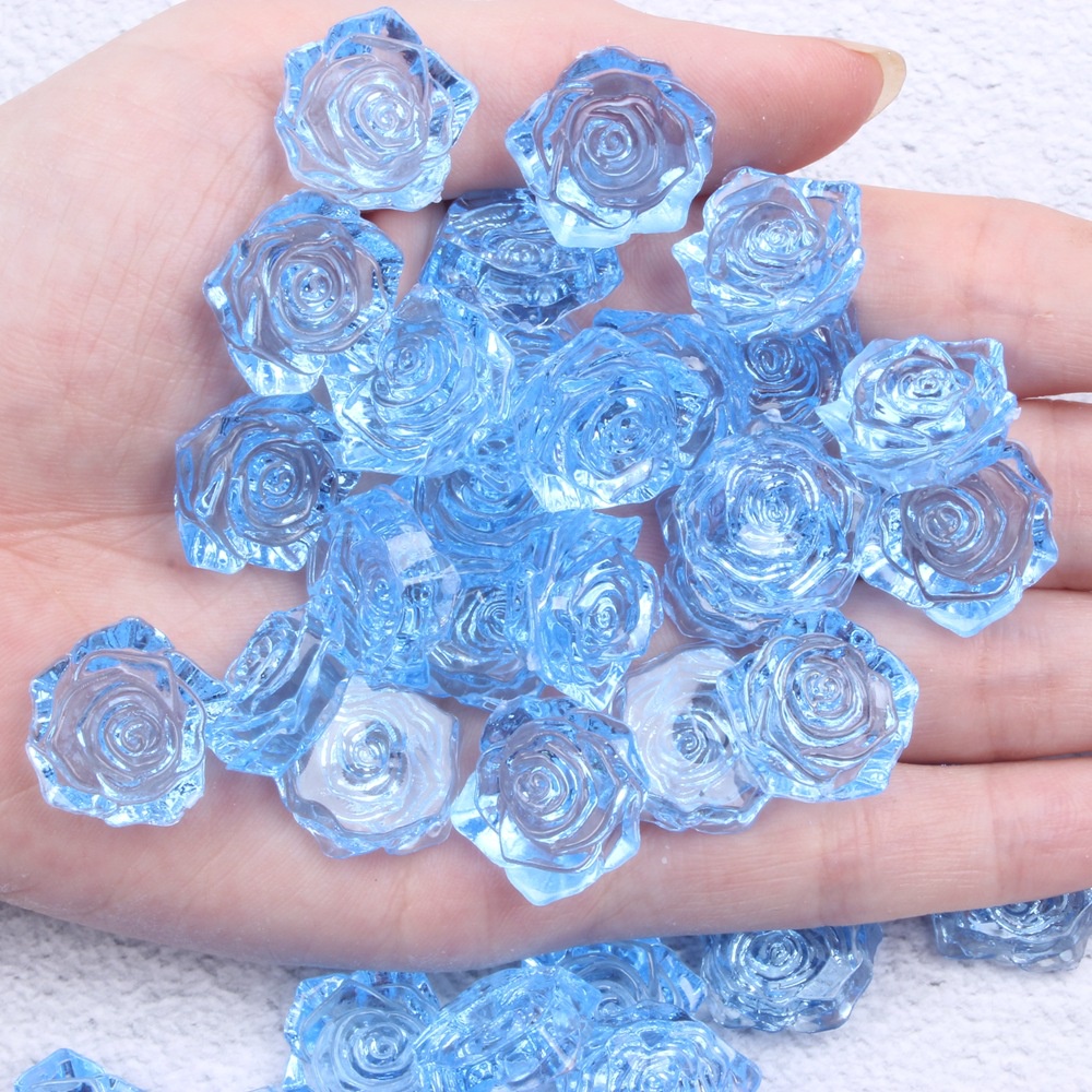 Bộ 4 Nút Charm Trong Suốt Hình Hoa Hồng - Croc / jibz / Croc / Charm / DIY