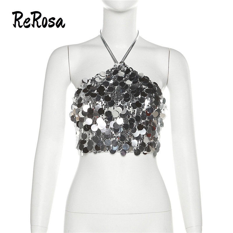 Áo Hai Dây Hở Lưng Đính Kim Sa Lấp Lánh Thời Trang 2023 Quyến Rũ Cho Nữ