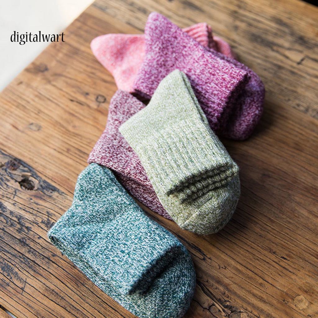 Kỹ Thuật Số| Set 5 Đôi Vớ Len Cổ Trung Màu Sắc Đơn Giản Dành Cho Nữ