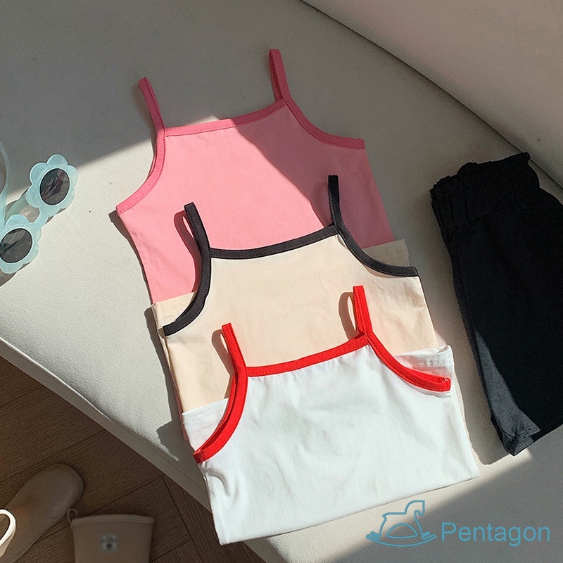 Áo Cotton Không Tay Màu Trơn Đơn Giản Thời Trang Mùa Hè Dành Cho Bé Gái