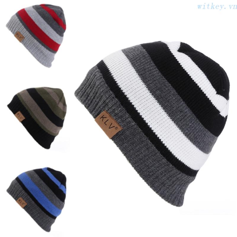 Mũ Beanie Dệt Kim Dày Cỡ Lớn In Họa Tiết Kẻ Sọc Thời Trang Mùa Đông Cho Nam Và Nữ