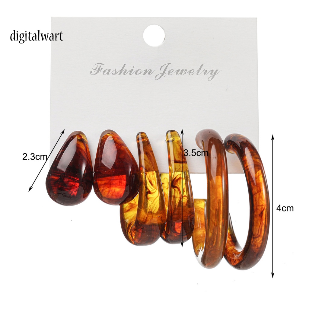 Kỹ Thuật Số| Set 3 Đôi Khuyên Tai Hình Chữ C Trong Suốt Thời Trang Dành Cho Nữ