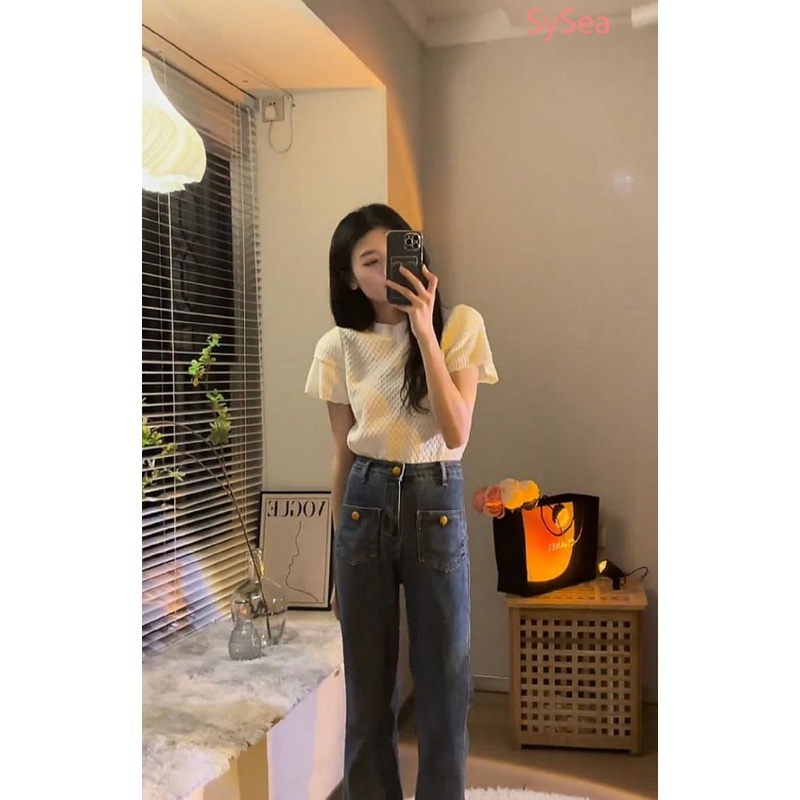 Áo Dệt Kim Ngắn Tay Hai Lớp Thời Trang Mùa Hè Cho Nữ