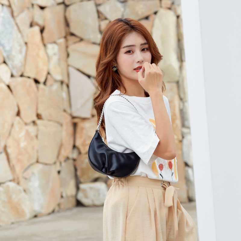 Ielgy Túi Xách Đeo Vai Phối Dây Xích Dày Gấp Gọn Đơn Giản Cao Cấp Dễ Phối Đồ Cho Nữ