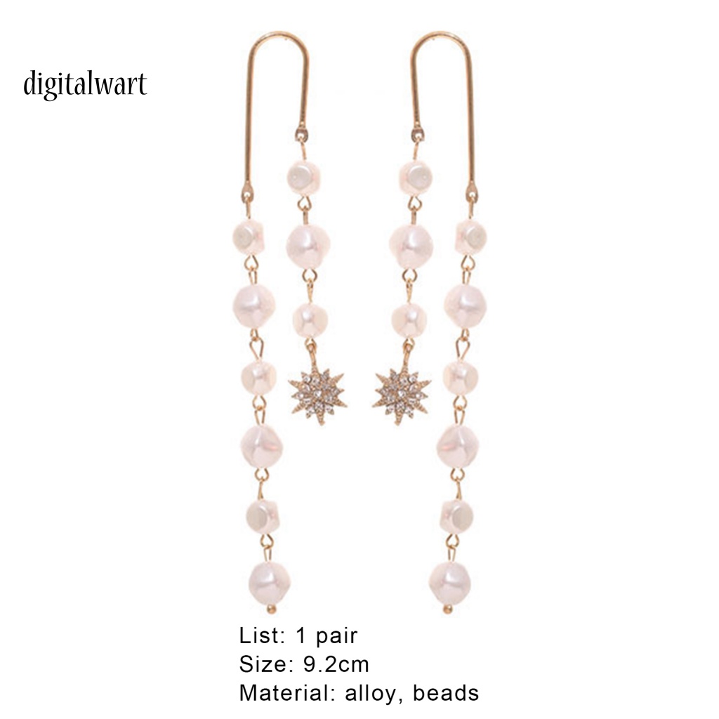 Kỹ Thuật Số| 1 Đôi Bông Tai Dài Đính Ngọc Trai Giả Lấp Lánh Dành Cho Nữ