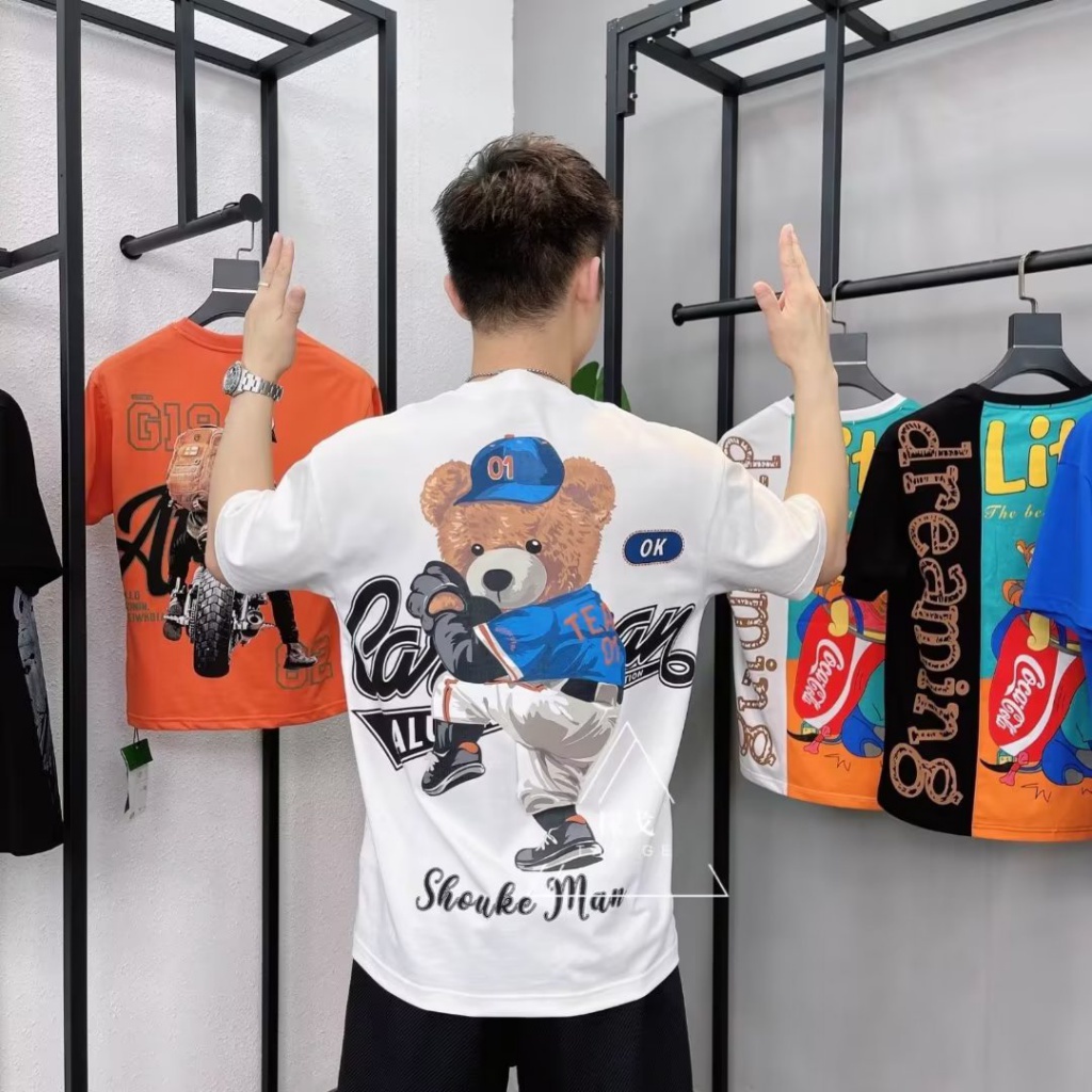 Áo Thun Cotton Trơn Tay Ngắn In Chữ Phong Cách Hip Hop Đường Phố Thời Trang Mùa Hè Cho Nam Giới Size S-5XL