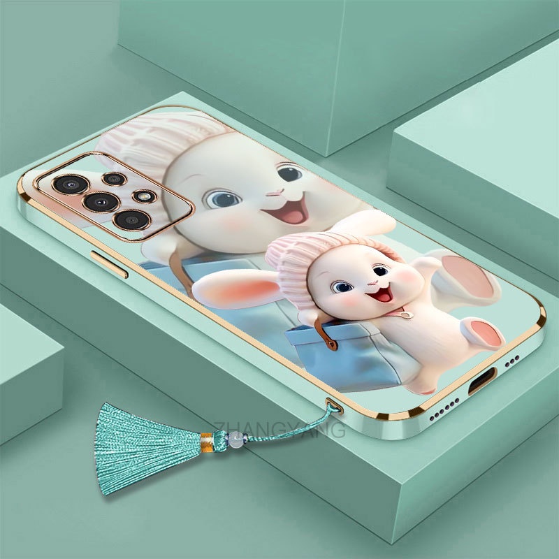 Ốp lưng Samsung a13 a23 Silicon Viền Thẳng Họa Tiết Chú Thỏ Nhiều Màu Dễ Thương Kèm Dây Đeo Cho Samsung a13 a23