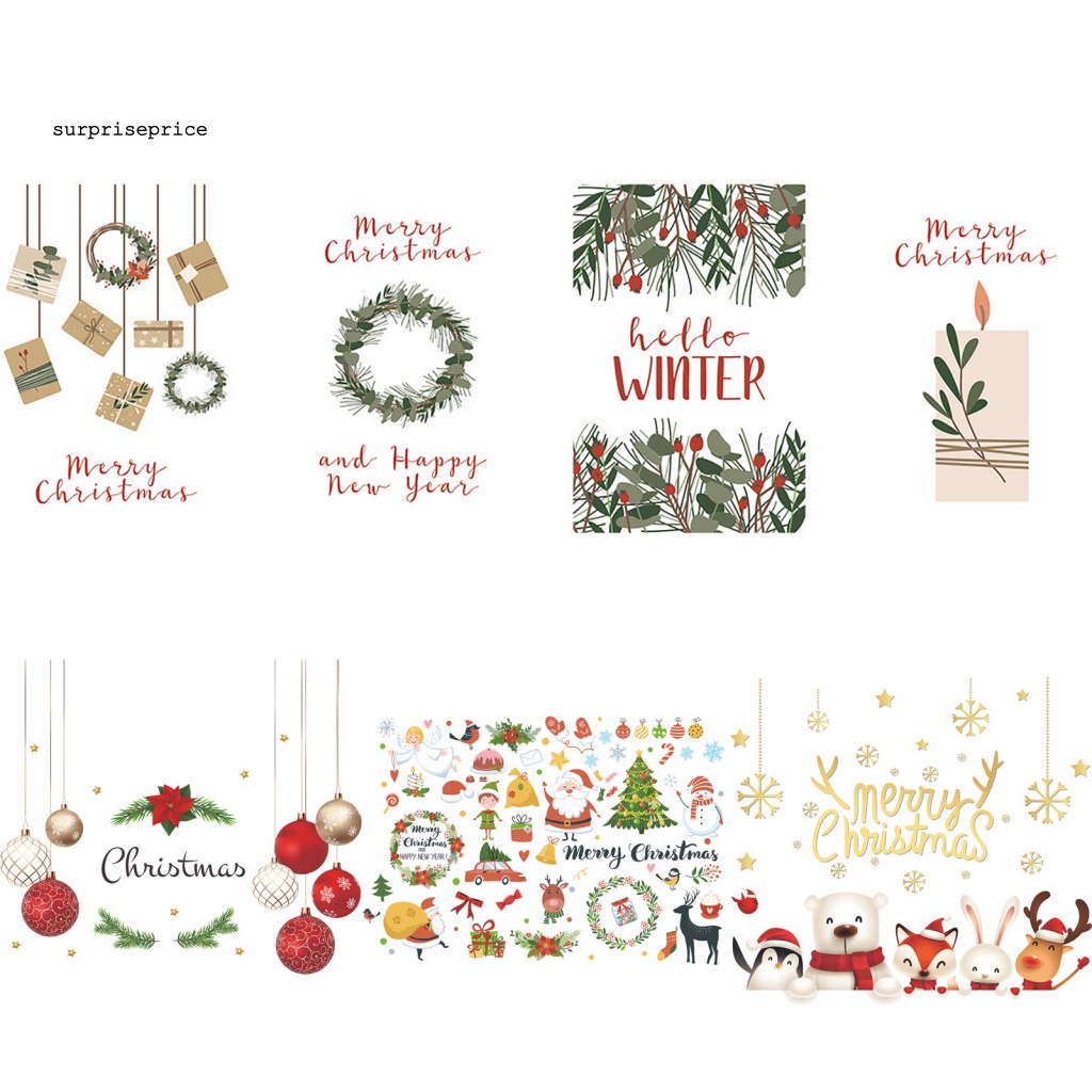 1 Bộ Sticker Dán Tường Tự Dính Họa Tiết Giáng Sinh Trang Trí Cửa Sổ