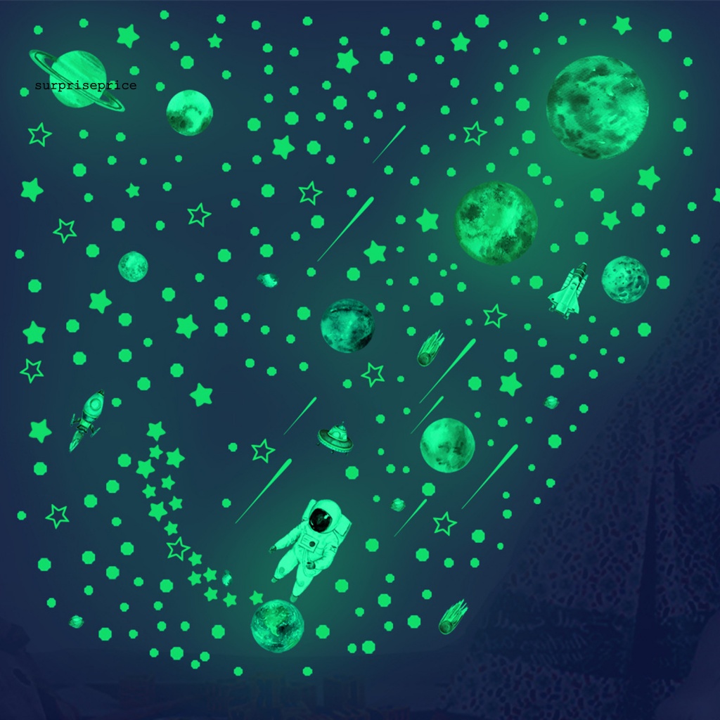 1 Set Decal dán tường Bằng PVC Chống Nước Phát Quang Hình Phi Hành Gia Ngoài Trời