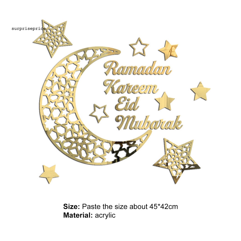 1 Bộ Sticker Dán Tường Bằng Acrylic Tráng Gương Hình Mặt Trăng Trang Trí Nhà Cửa